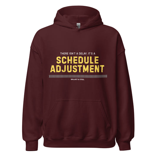 Schedule Adjustment hoodie in Maroon, front