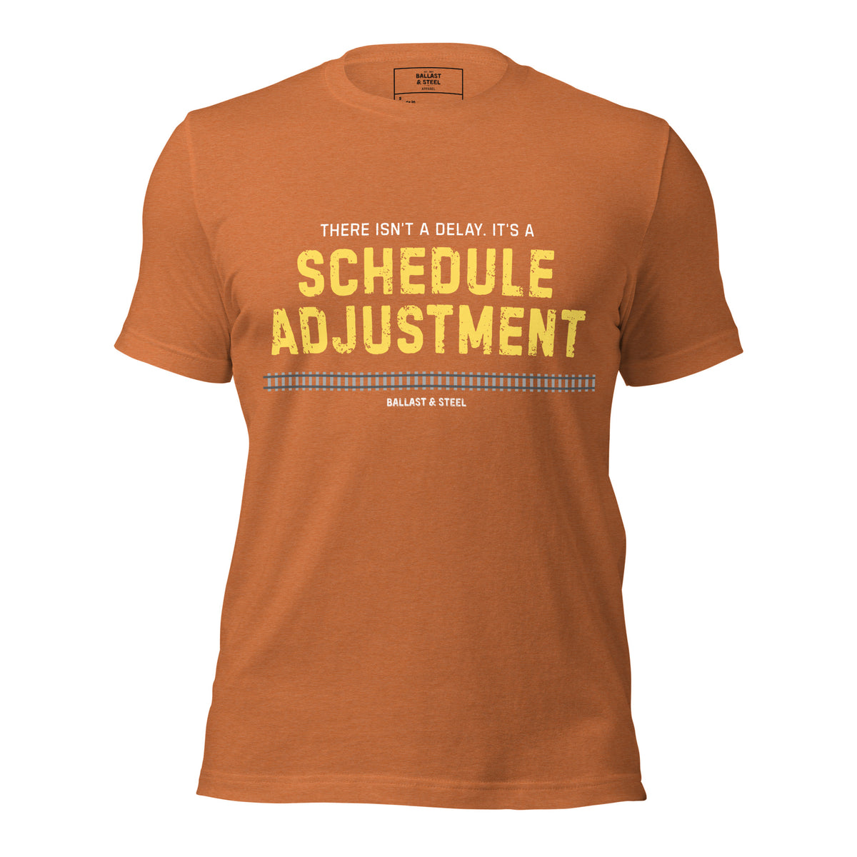Schedule Adjustment tee in Heather Autumn, front