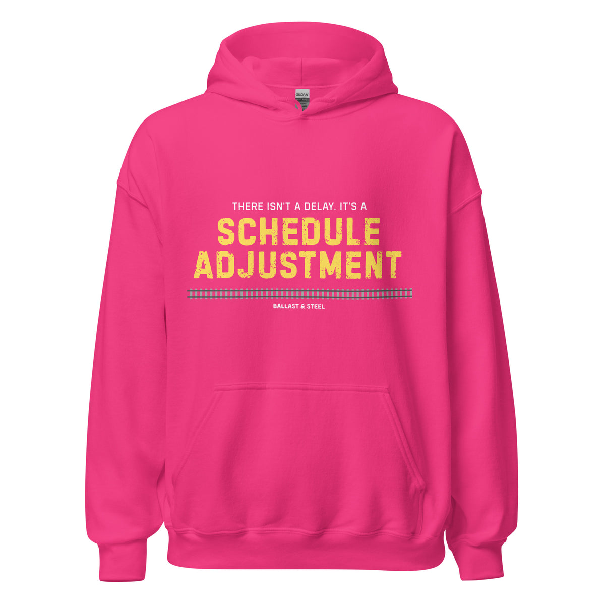 Schedule Adjustment hoodie in Heliconia, front