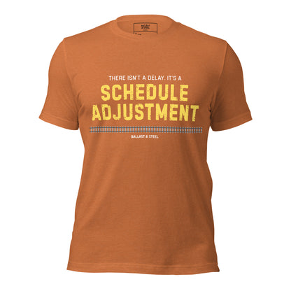 Schedule Adjustment tee in Heather Autumn, front