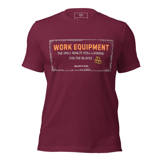 Work Equipment tee in Maroon, front