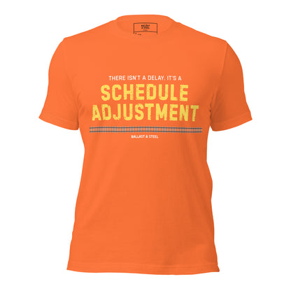 Schedule Adjustment tee in Orange, front