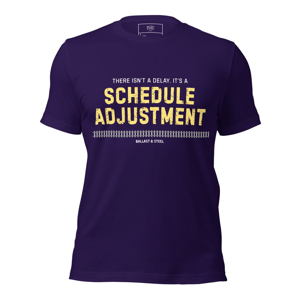 Schedule Adjustment tee in Team Purple, front